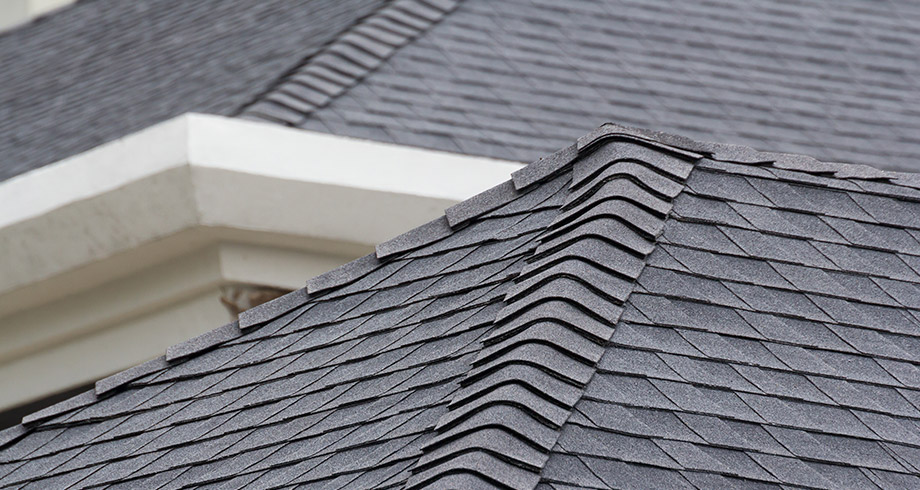 House roof ridgeline with premium shingles